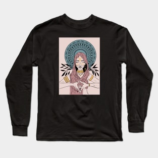 indian woman mandala shamanic Long Sleeve T-Shirt